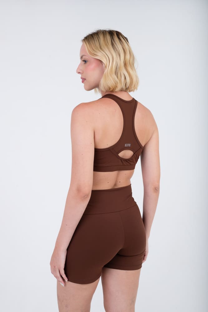 CROPPED TOP DECOTE V NADADOR MOVING - COFFEE