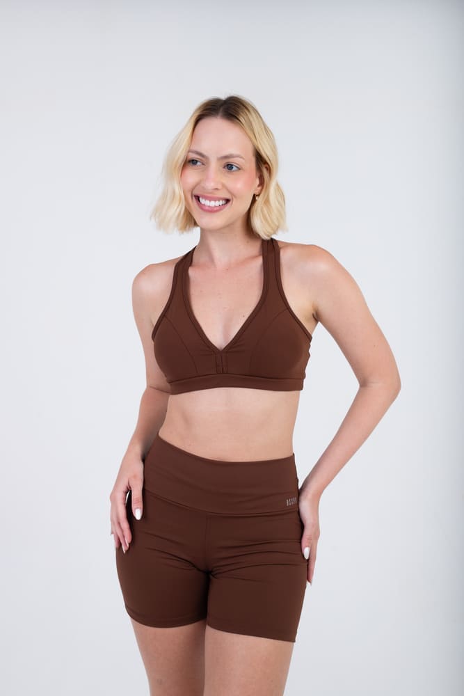 CROPPED TOP DECOTE V NADADOR MOVING - COFFEE