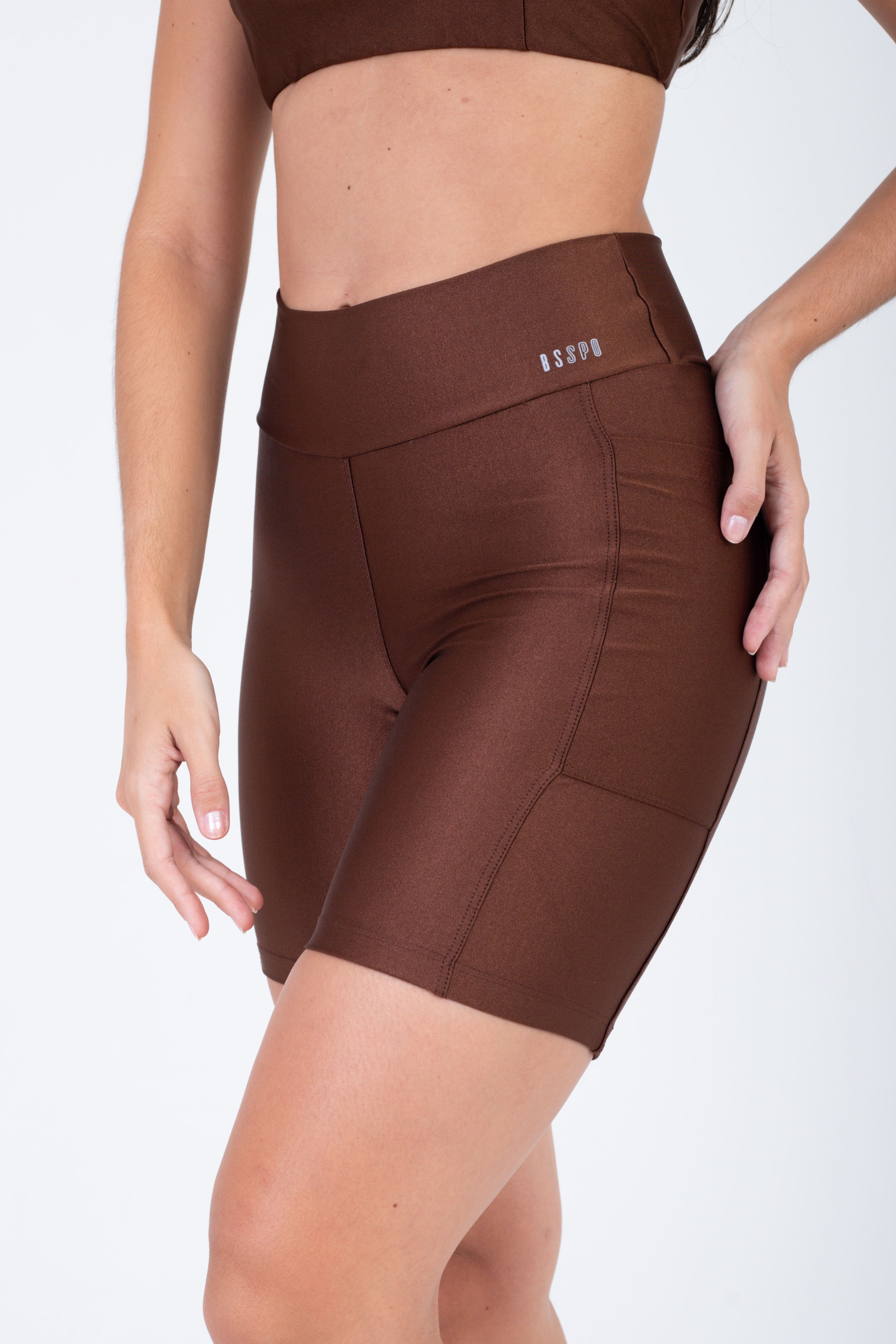SHORT BIKER - COFFEE