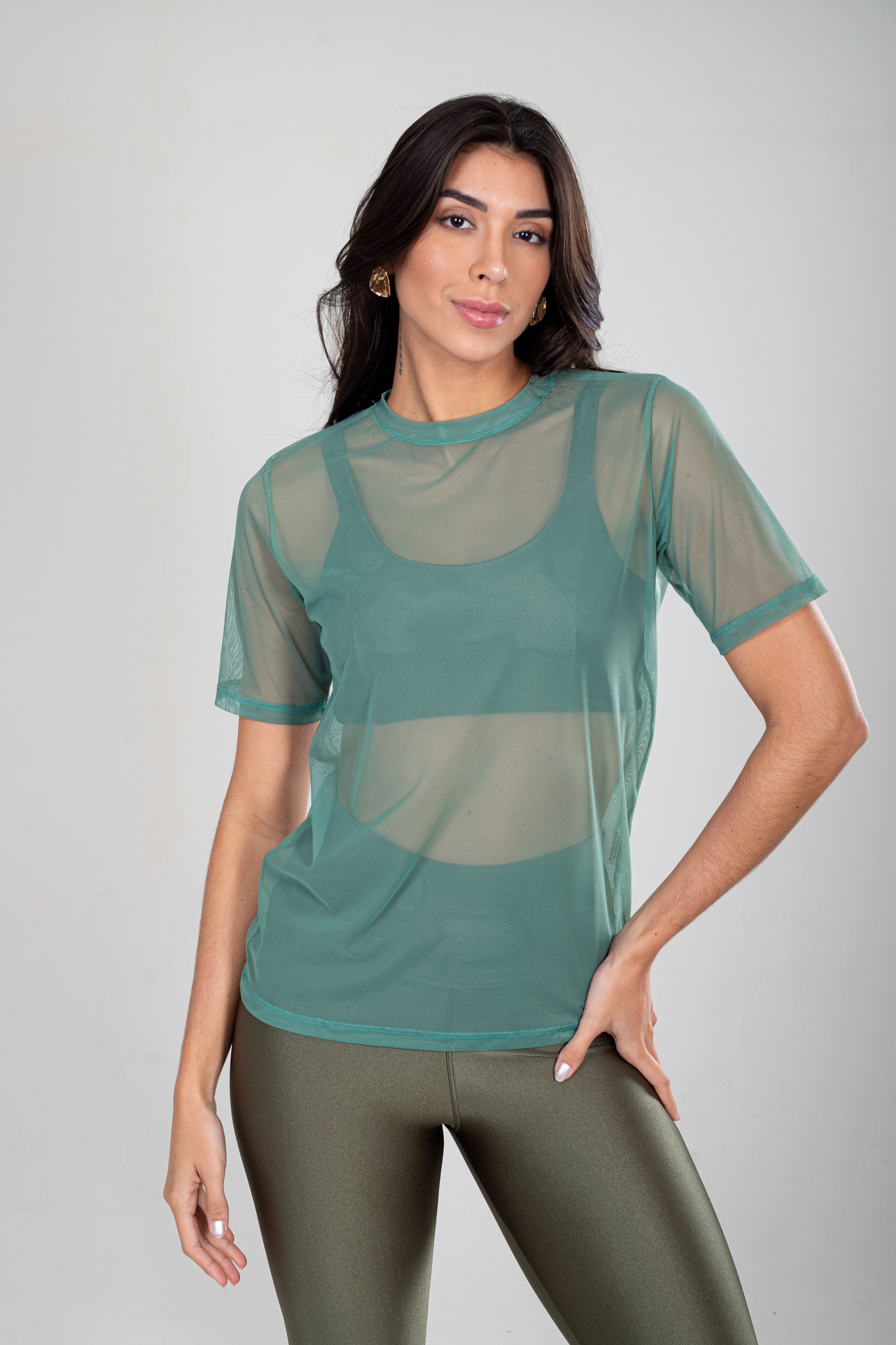 BLUSA LONG ESSENCIAL EM TULE - CAPIM LIMÃO
