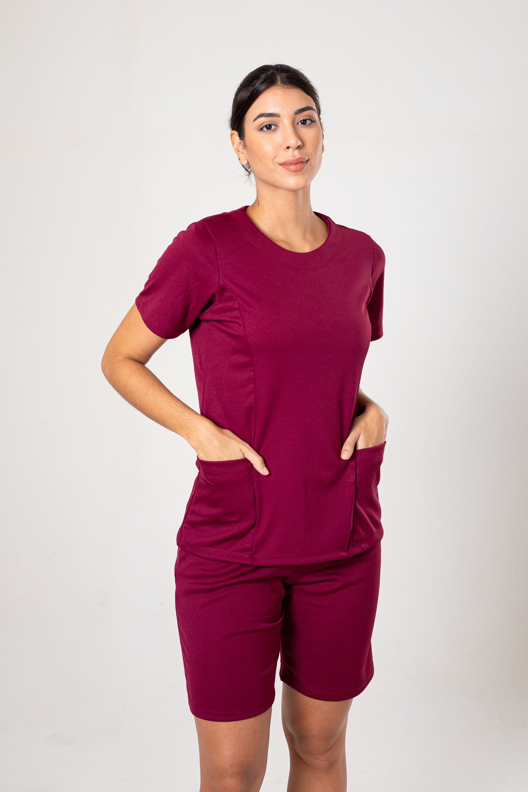 CONJUNTO FARDAMENTO HELANCA LIGHT GOLA R COM BERMUDA  - VINHO