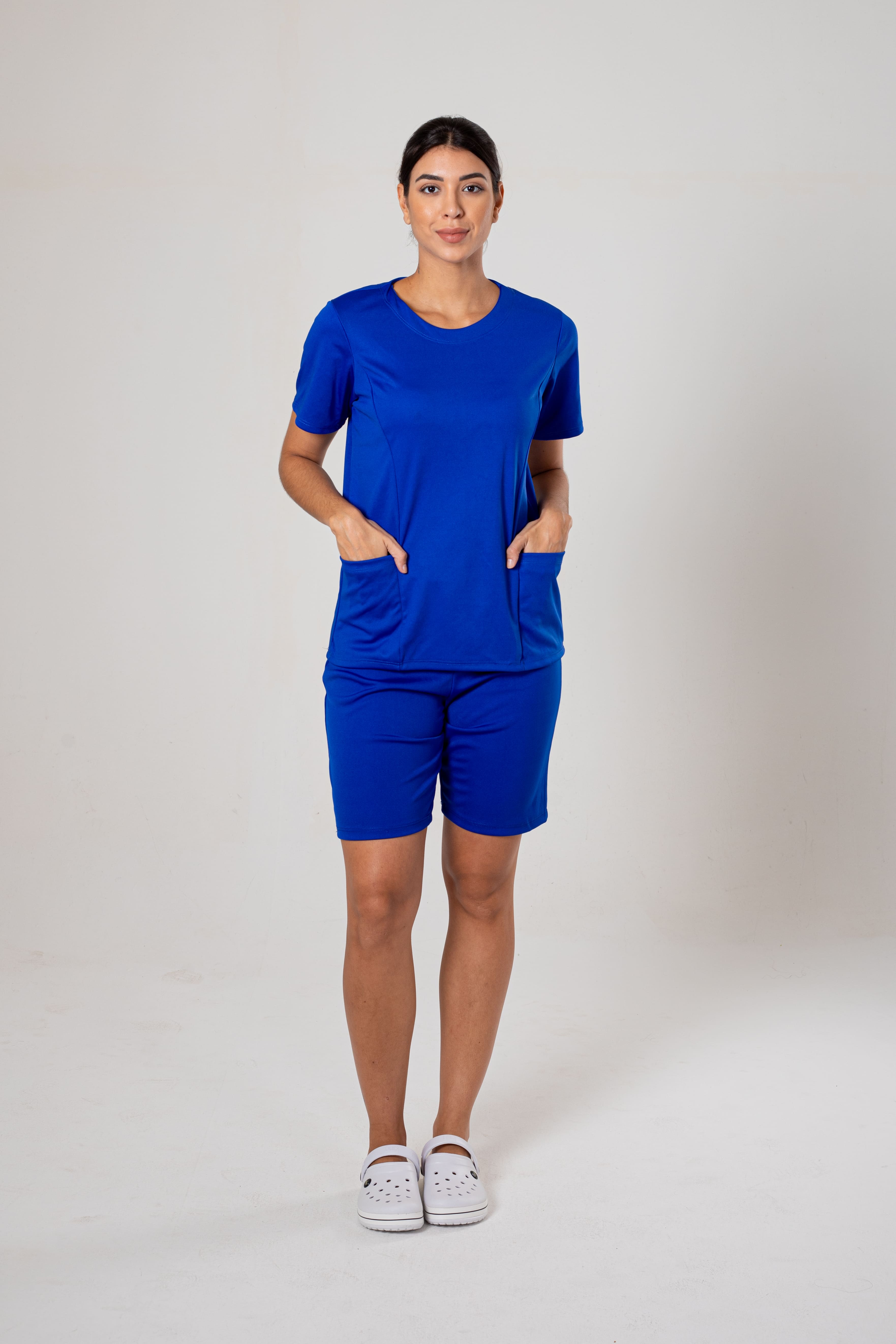 CONJUNTO FARDAMENTO HELANCA POP GOLA REDONDA COM BERMUDA - AZUL ROYAL