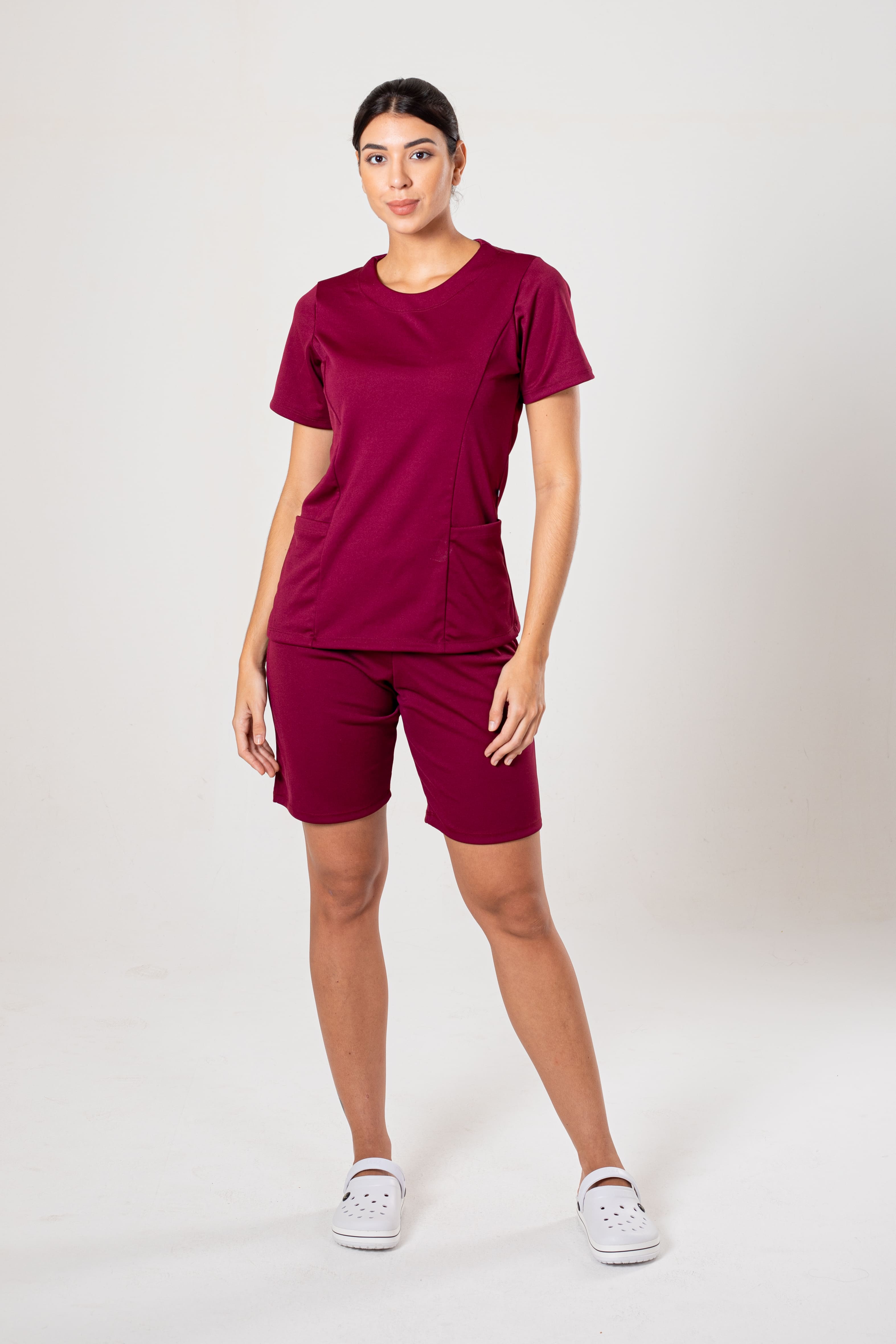 CONJUNTO FARDAMENTO HELANCA POP GOLA REDONDA COM BERMUDA - VINHO