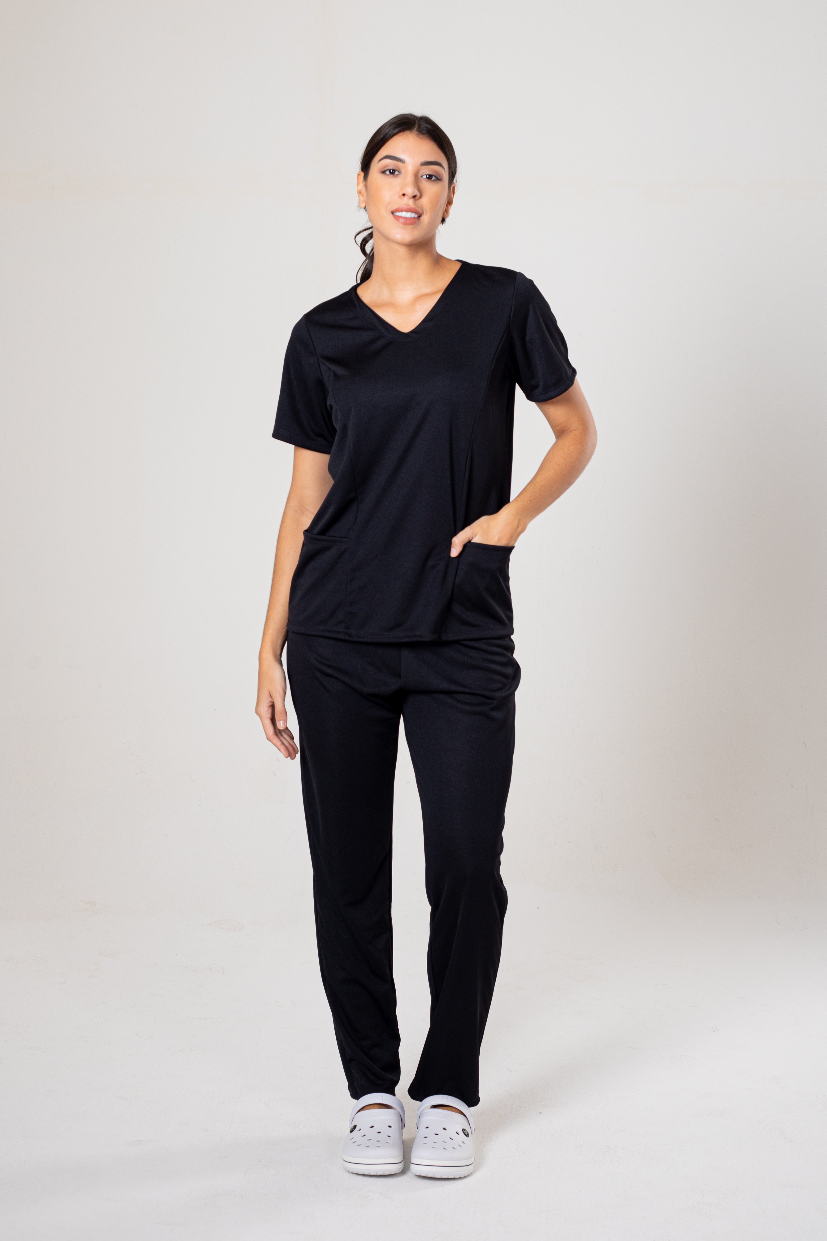 CONJUNTO FARDAMENTO POP GOLA V COM CALCA HELANCA POP - PRETO