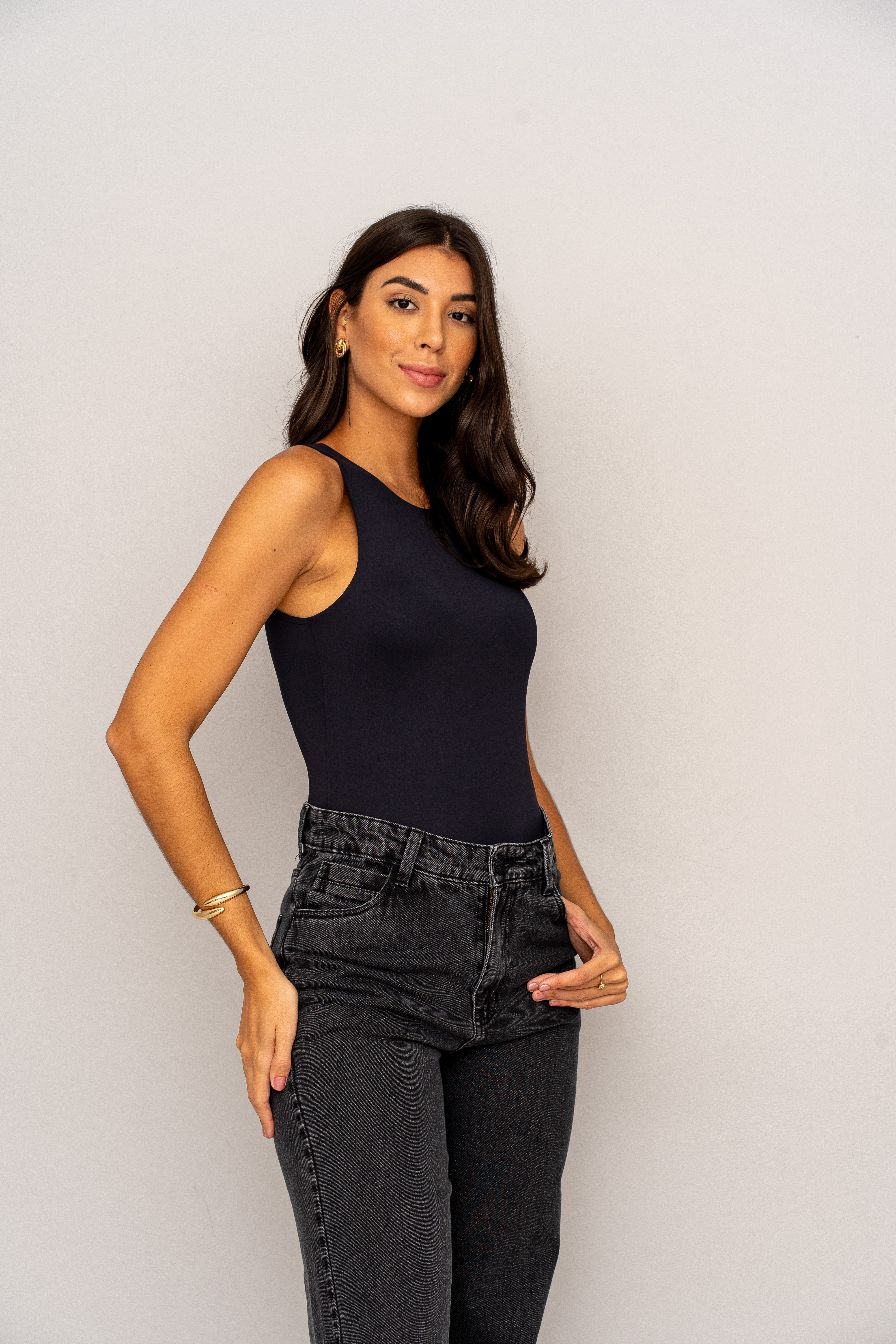 BLUSA LIRIA EM POLIAMIDA - PRETO