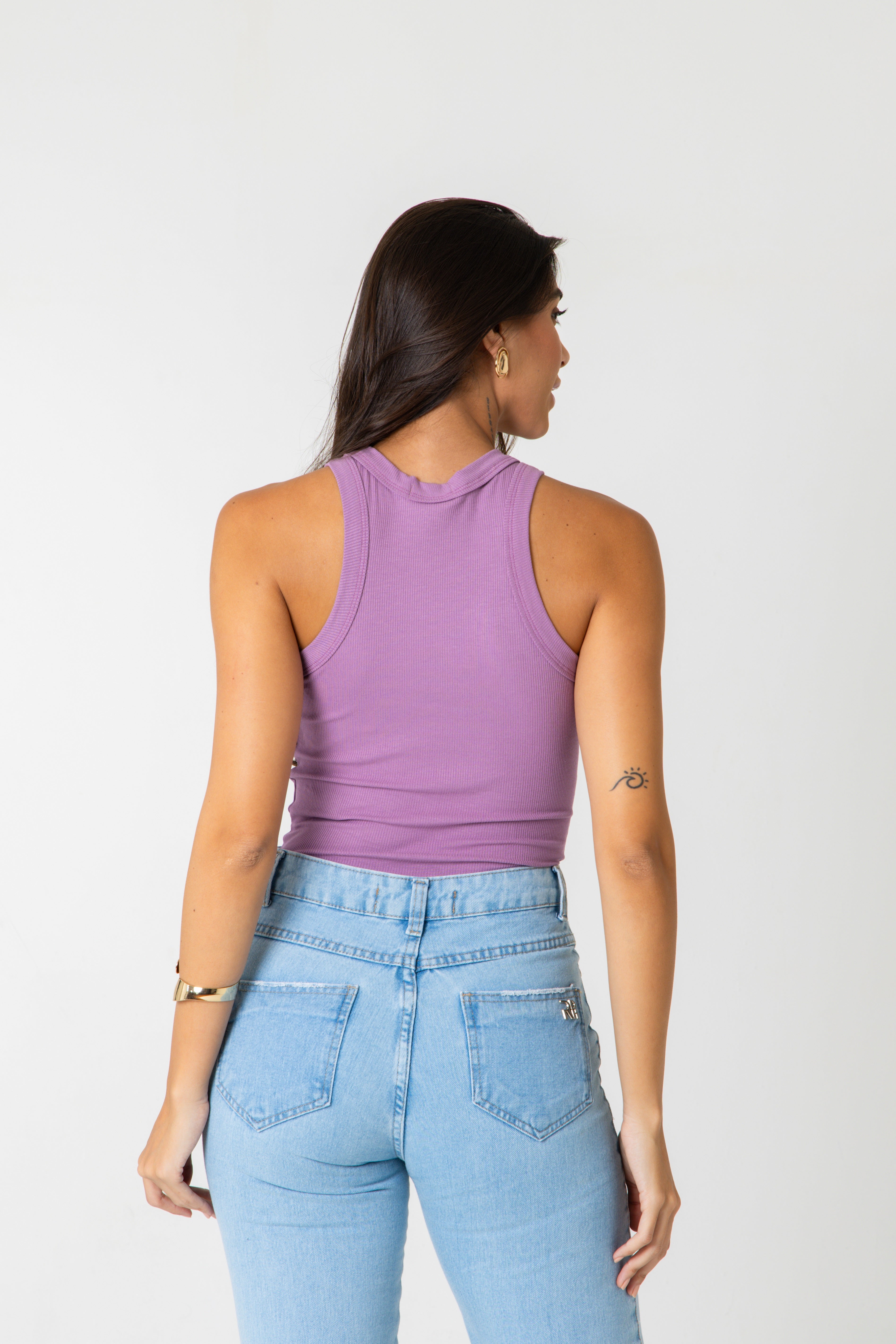 BLUSA REGATA LISA EM RIBANA - MAUVE ORCHID
