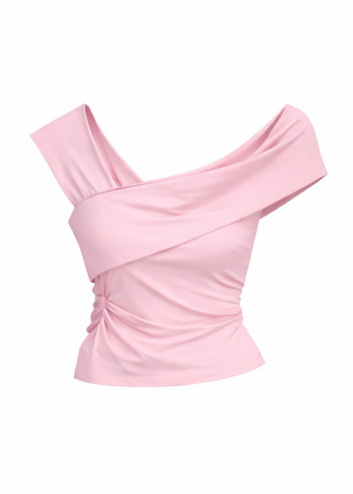 BLUSA ASSIMETRICA EM POLIAMIDA - PINK TAFF