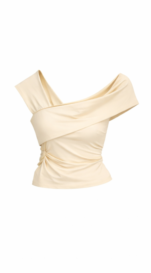 BLUSA ASSIMETRICA EM POLIAMIDA - SNOW WHITE