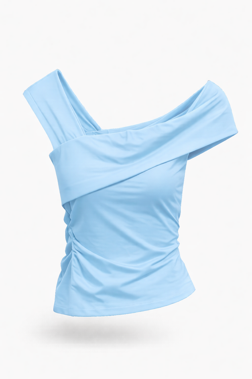 BLUSA ASSIMETRICA EM POLIAMIDA - PLACID BLUE