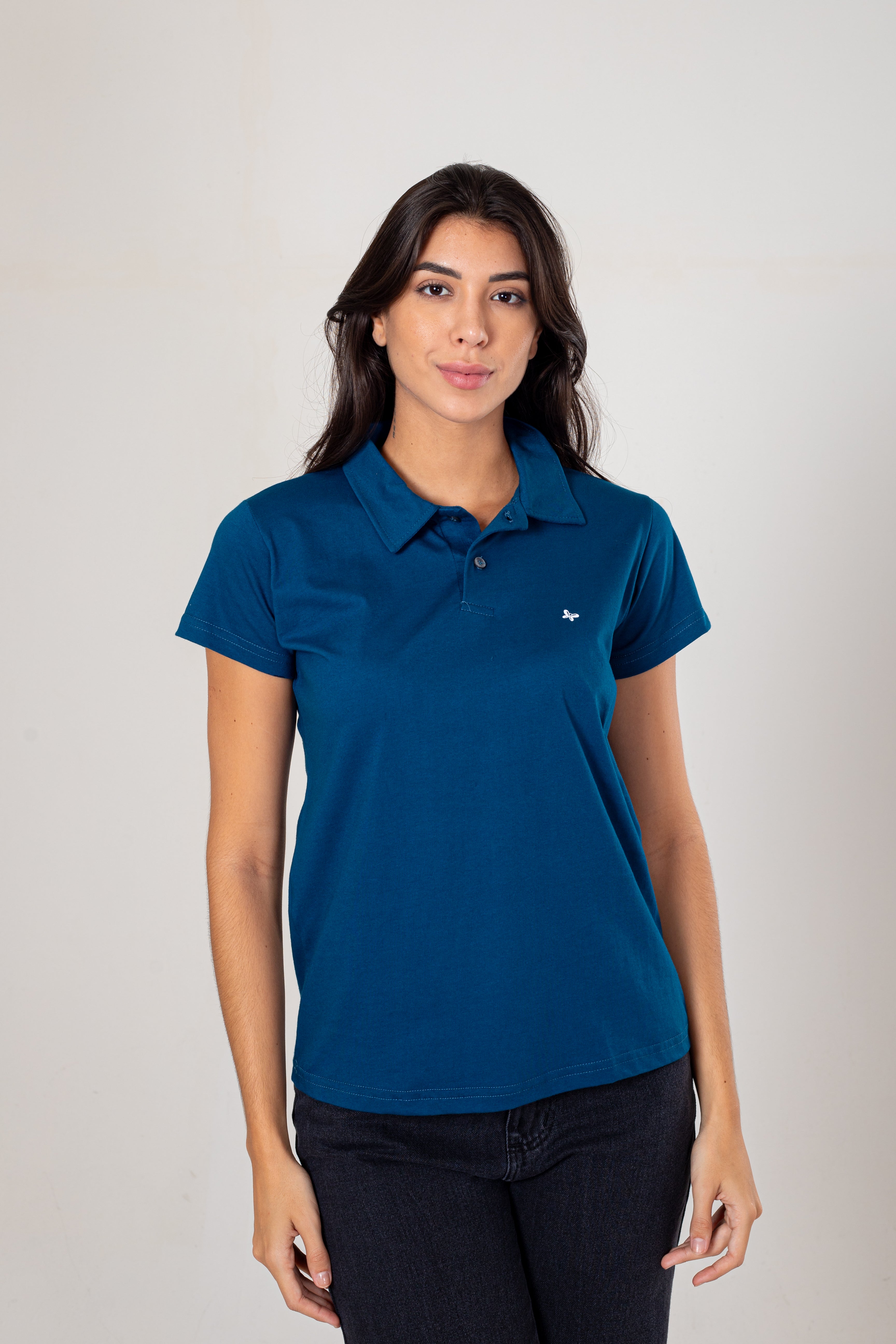 BLUSA POLO FEMININA - VERDE PETRÓLEO