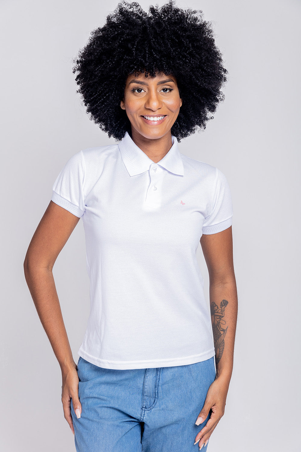 BLUSA POLO FEMININA - BRANCO