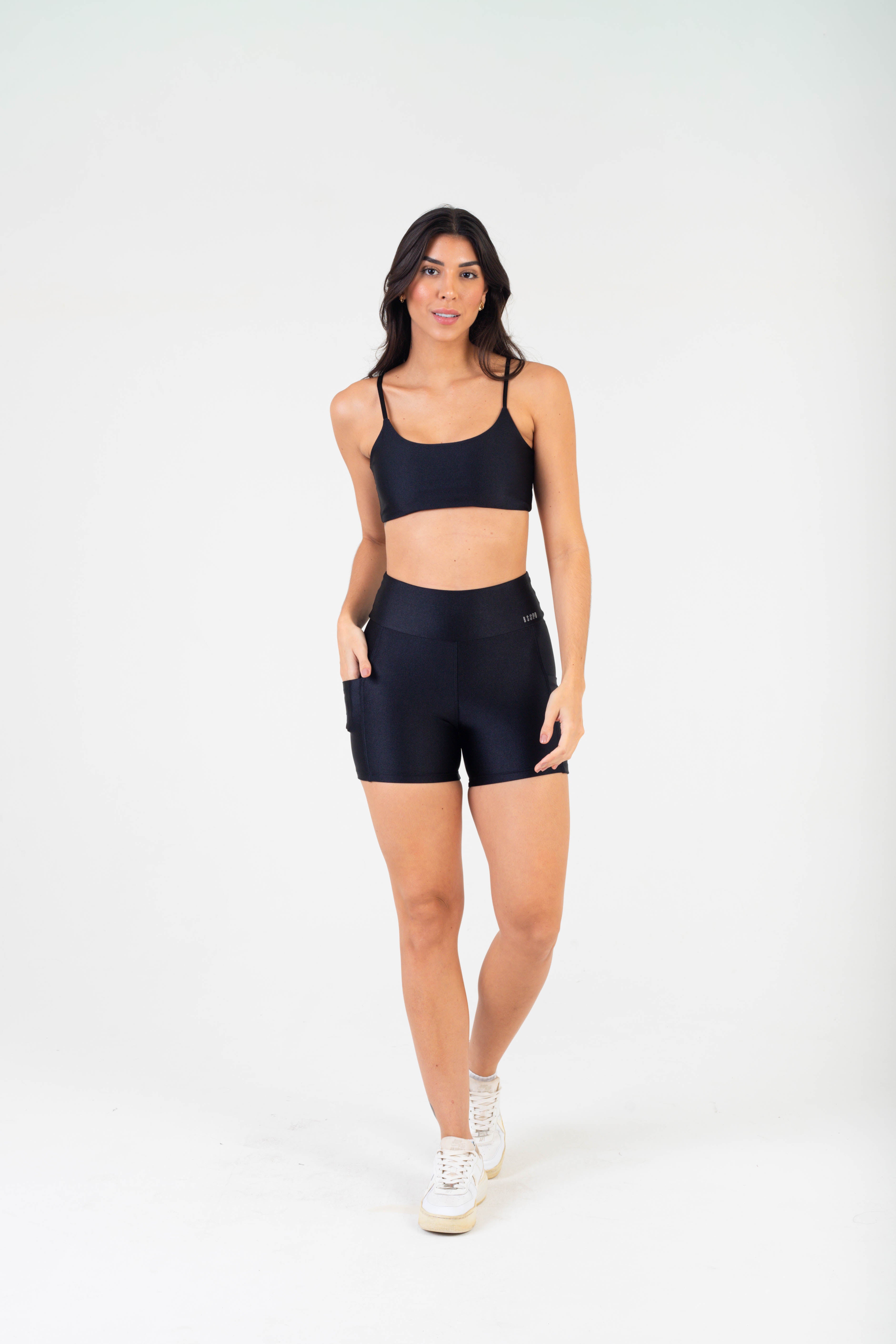 TOP GLOW ALÇA FINA PRETO