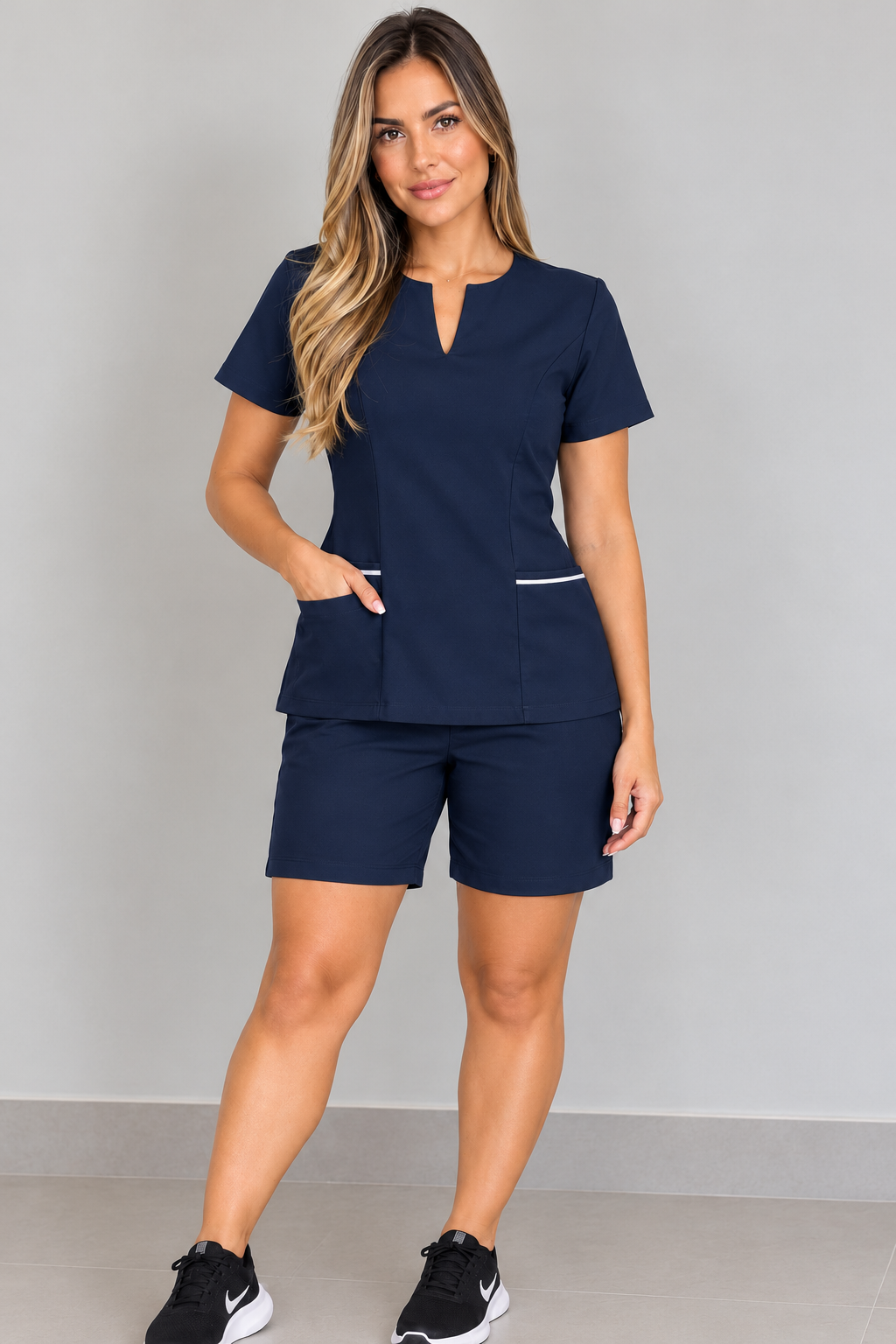 CONJUNTO FARDAMENTO POP GOLA V AZUL MARINHO